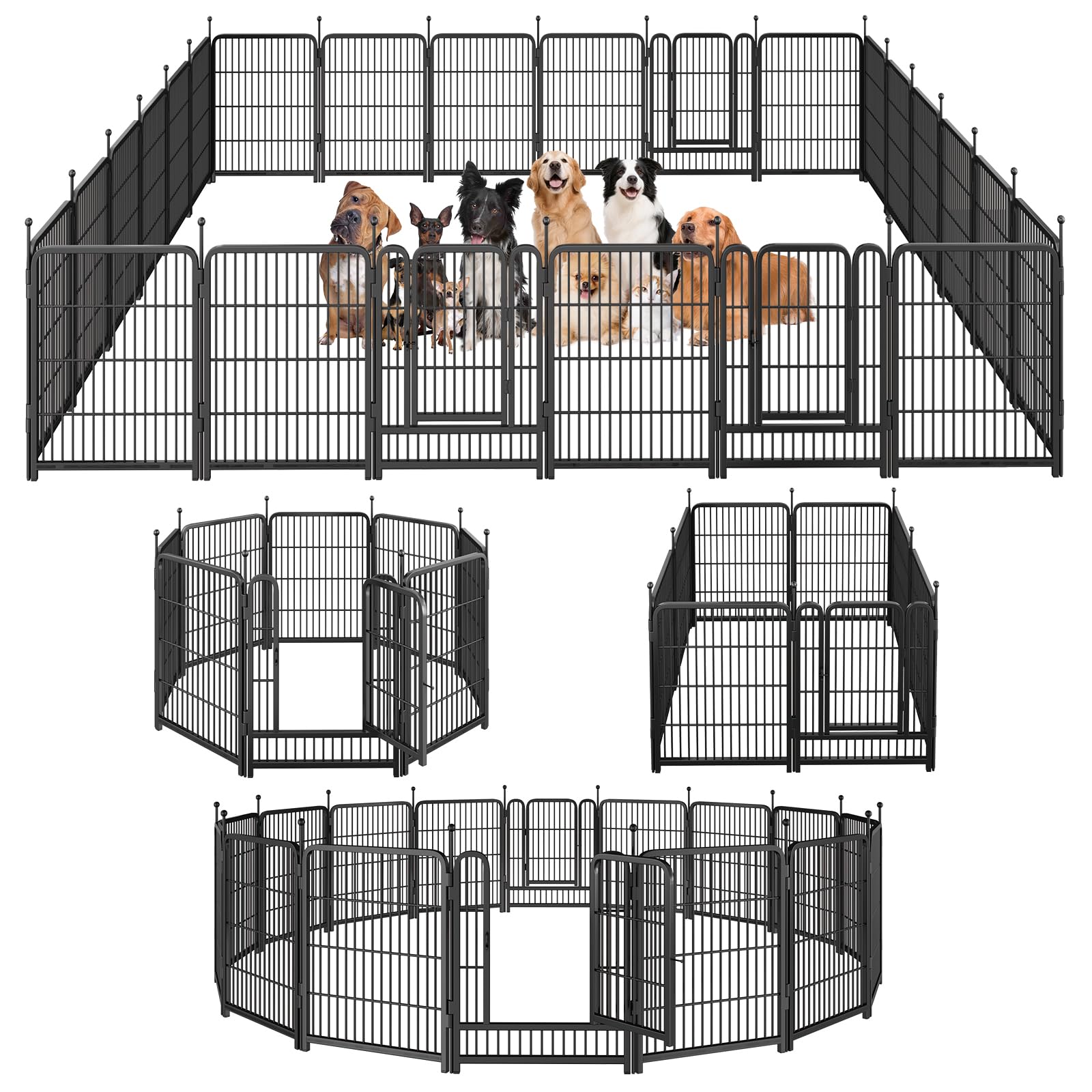 Dog Playpen,Portable Outdoor Dog Fence, Dog Playpen for Large/Medium/Small Dogs, Dog Fences for the Yard,with Doors Foldable Metal (40 inch, 24 Panels)