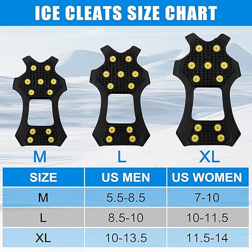 Miniatura 6 de Tacos de hielo, crampones de nieve, tracción para caminar para zapatos y botas, 11 tachuelas antideslizantes de goma de hielo para caminar, calzado