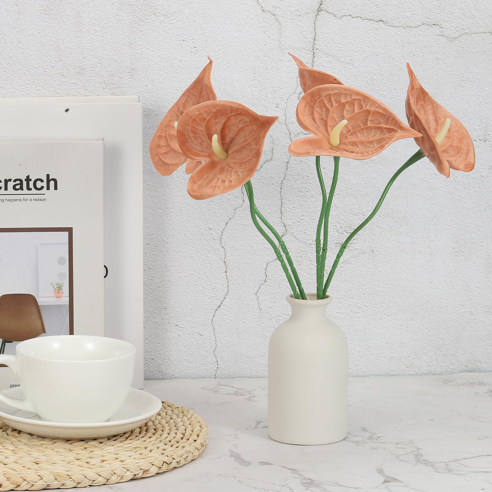 PATIKIL 13" Artificial Anthurium Lily Flowers - Image 4