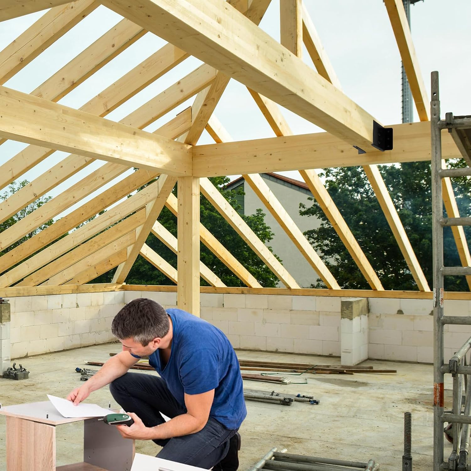 Split Mount Joist Hanger, 14 Gauge Joist Hangers Connectors for Wood Carbon Steel Mount Joist Brackets for 2"x4",2"x6", 4"x4" Beam 8 Pairs