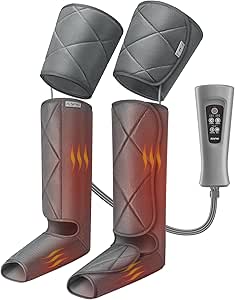 RENPHO Leg Massager with Heat for Pain Relief, Air Compression Foot Massage Effective for Mother Father Reduce Swelling, Muscle Relaxation-Grey