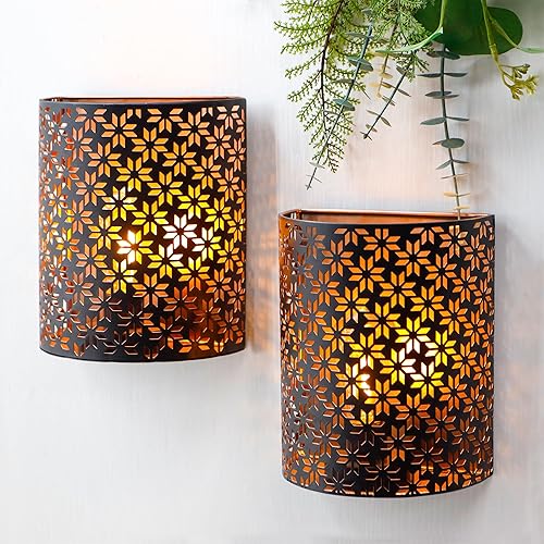 Miniatura 1 de JHY DESIGN Juego de 2 lámparas alimentadas por pilas de 8 pulgadas de alto, lámpara de pared vintage de metal con bombilla LED estilo Edison y