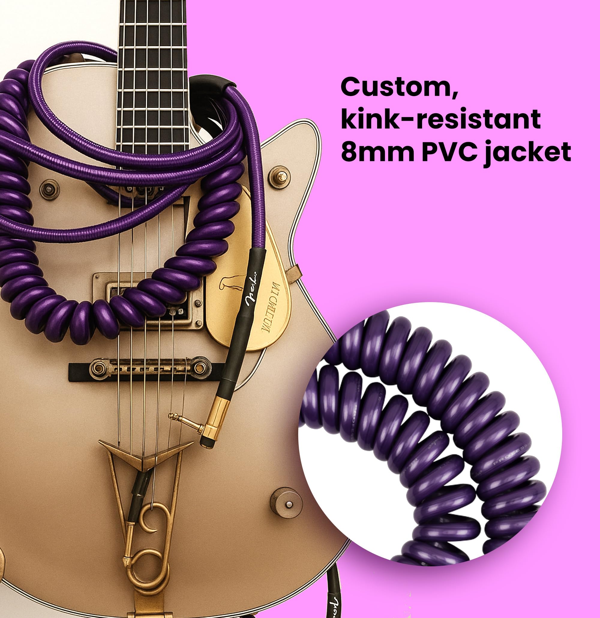 Fender J Mascis Coil Cable 30 Feet Purple Instrument Cable, 9,1 m