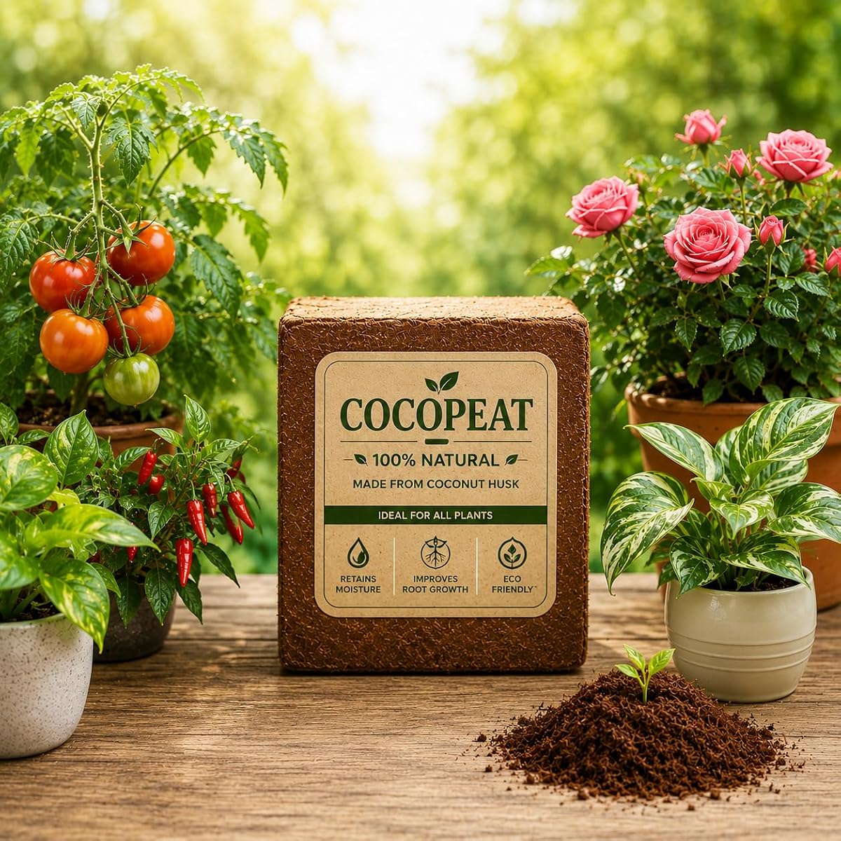 Grow Your Own Cocopeat Block 5kg | Premium Washed & Low EC Coco Peat | Expands