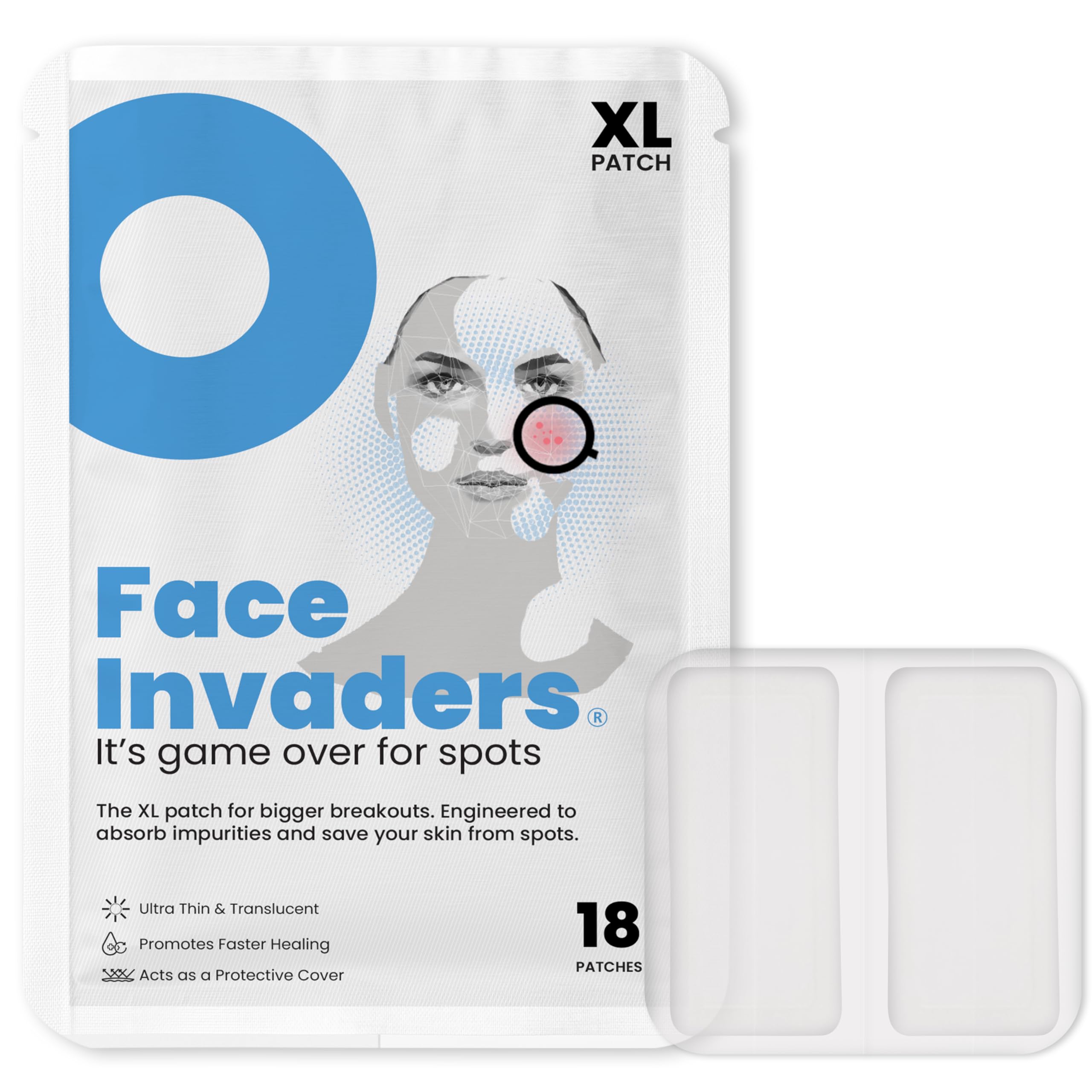 Face Invaders, XL Patches, 1 count (Pack of 18)