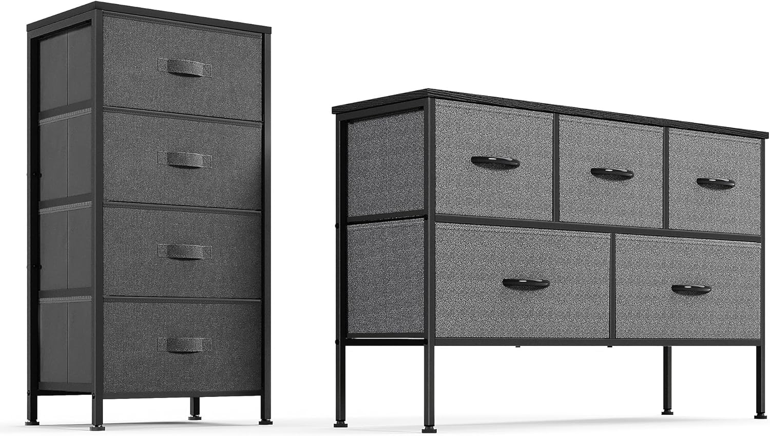 LINSY HOME Dresser for Bedroom Sets, Black Dresser with 4 Drawers, Chest of Drawers