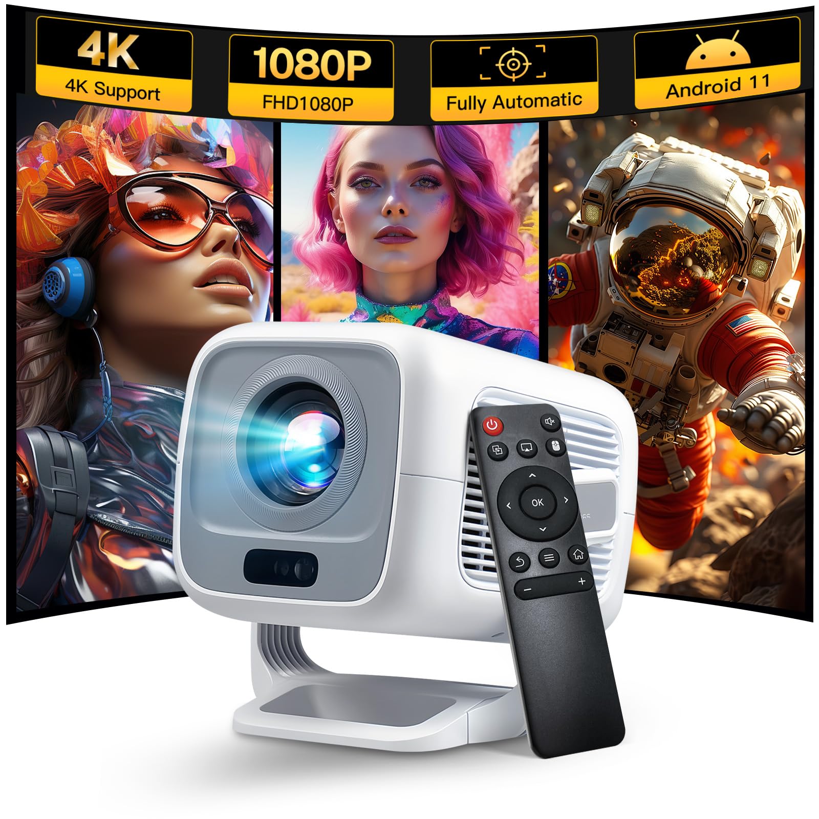 【未使用品】Smart Android Cinema Projector Amazon.com: Smart Projector Android OS, Native 1080P Full HD