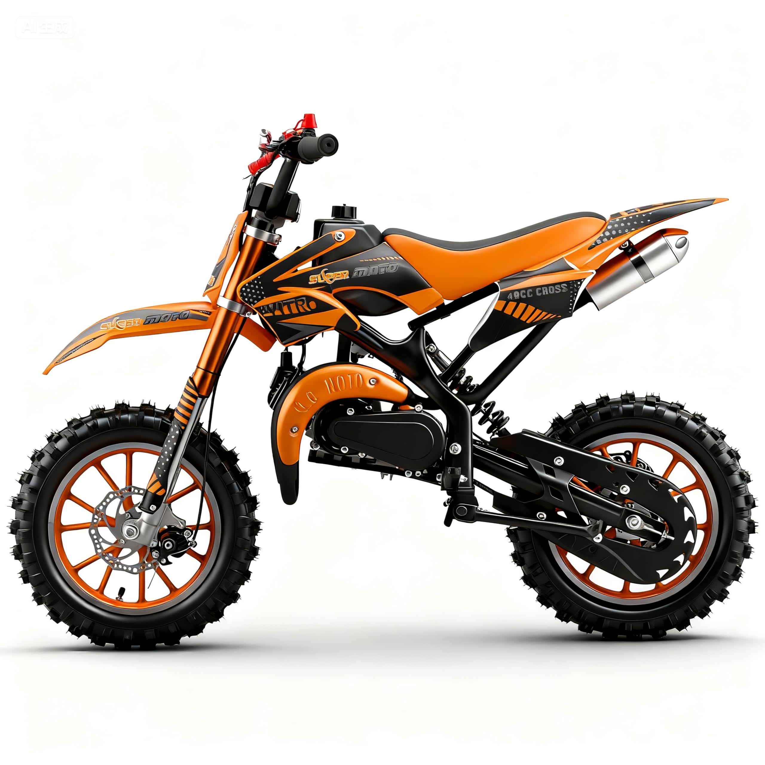 50cc Kids Dirt Bike,Dirt Bike for Kids,Gas Dirt Bikes with 2-Stoke,Off Road Motorcycle for kids 5-17 with Front/Rear Disc Brakes, Shock Absorption, Soft Seat Cushion