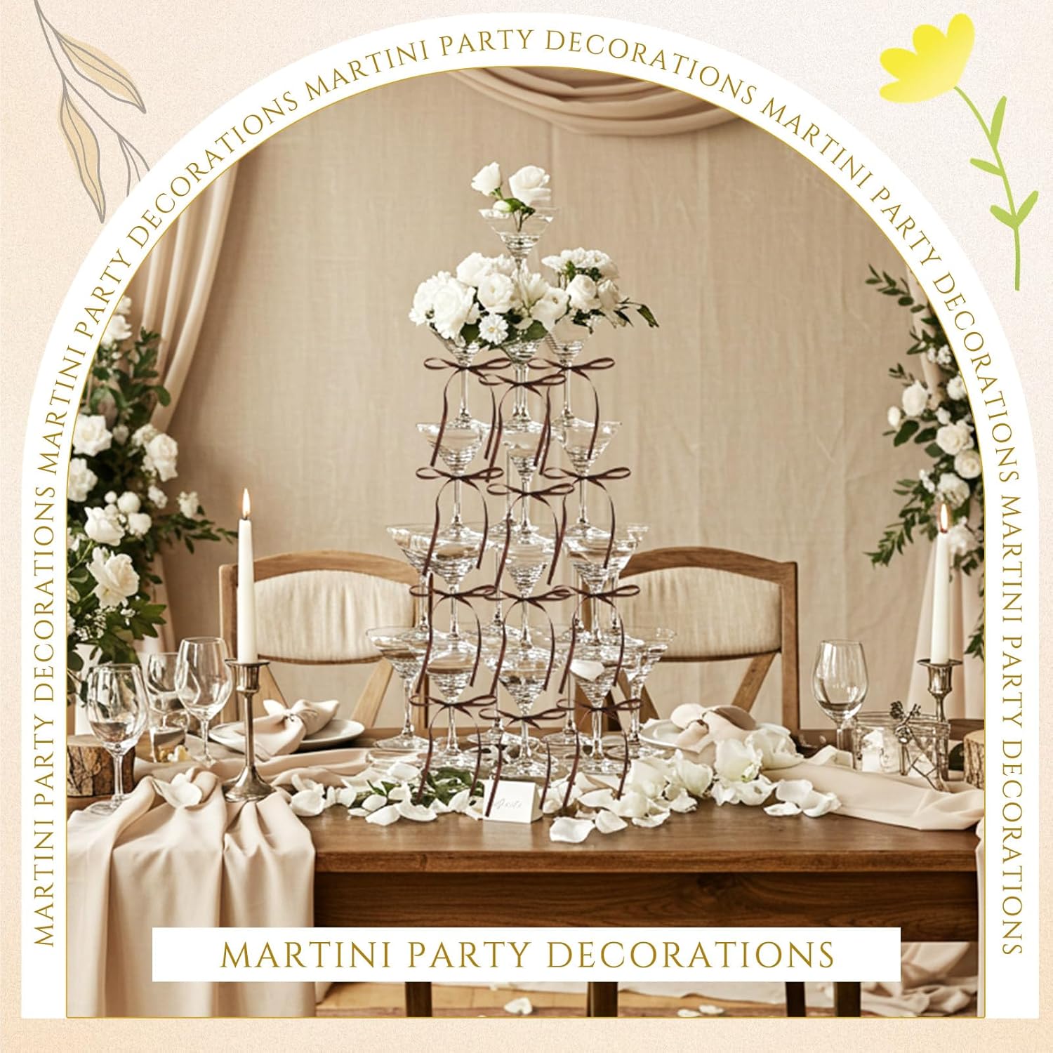 Maxdot 30 Sets A Tini Bit Older Birthday Party Supplies 5 oz Espresso Martini Glasses Plastic Mini Champagne Tower with Bows for Espresso Martini Bachelorette Decoration Tiny Bar(Brown)