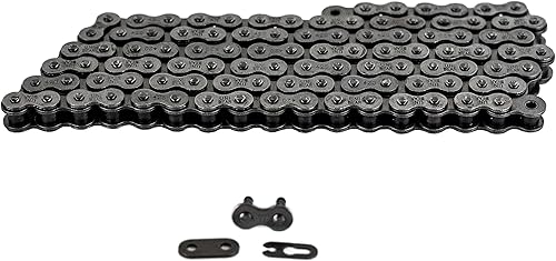 Miniatura 6 de Jeremywell Cadena de rodillos de motocicleta 420, 102 eslabones con 1 eslabón de conexión, paso de 0.5 pulgadas, acero al carbono, hebra única,