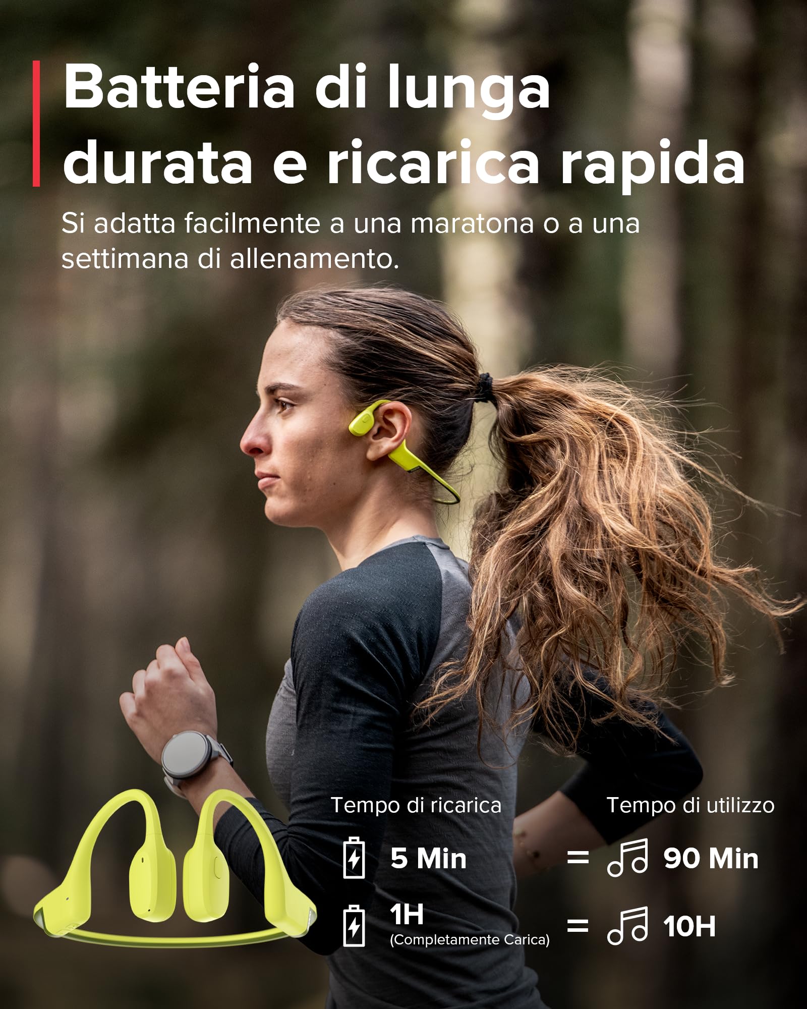 SUUNTO Sonic Cuffie Conduzione Ossea Senza Fili, Auricolari Sport Wireless Over-ear Bluetooth 5.2, Impermeabilità IP55 Waterproof, Eccellente Qualità del Suono, Autonomia di 10 Ore, per Corsa Running