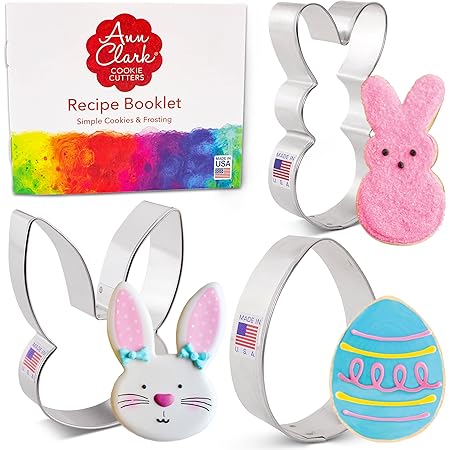 Easter Cookie Cutters 3-Pc Set Made in USA by Ann Clark, Easter Bunny, Egg, Rabbit Head