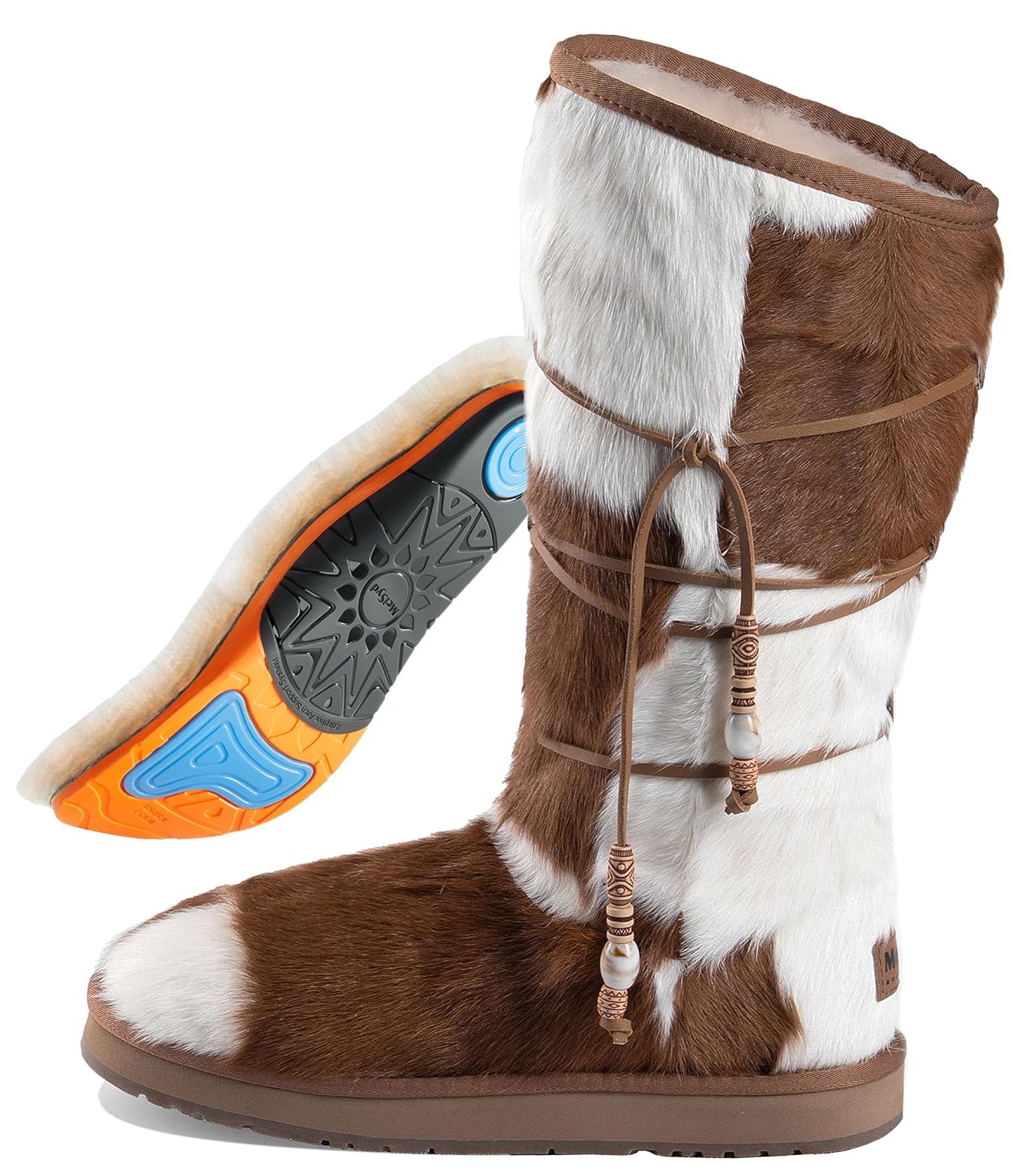 Mel Syd 100 Australian Sheepskin Fur Boots with Arch Support Plantar Fasciitis Relief Long Fur Tassel - Shearling
