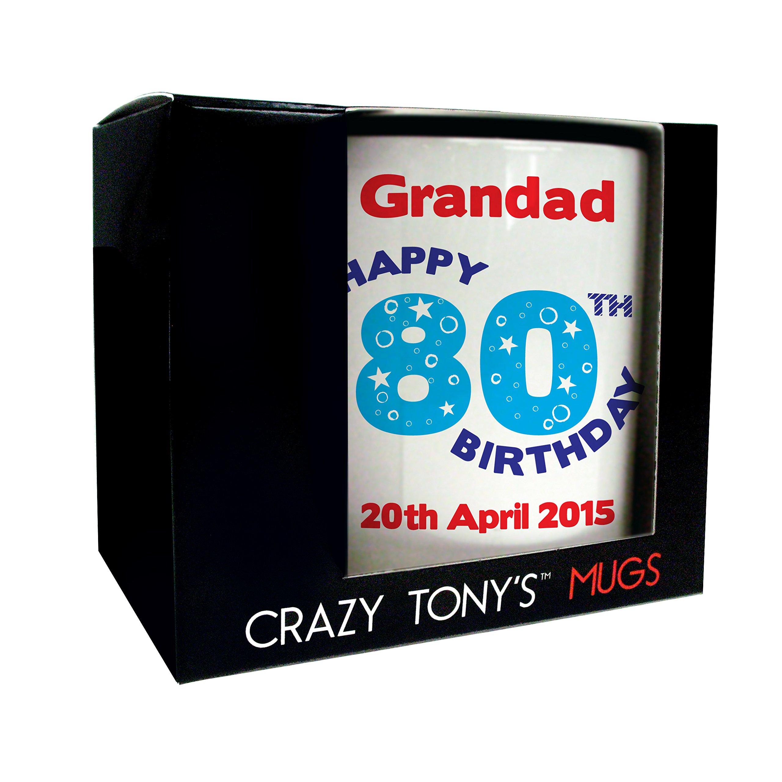 CRAZY TONY'SMens Personalised Happy 80th Birthday Mug Gift for Dad Papa Great Grandad Uncle