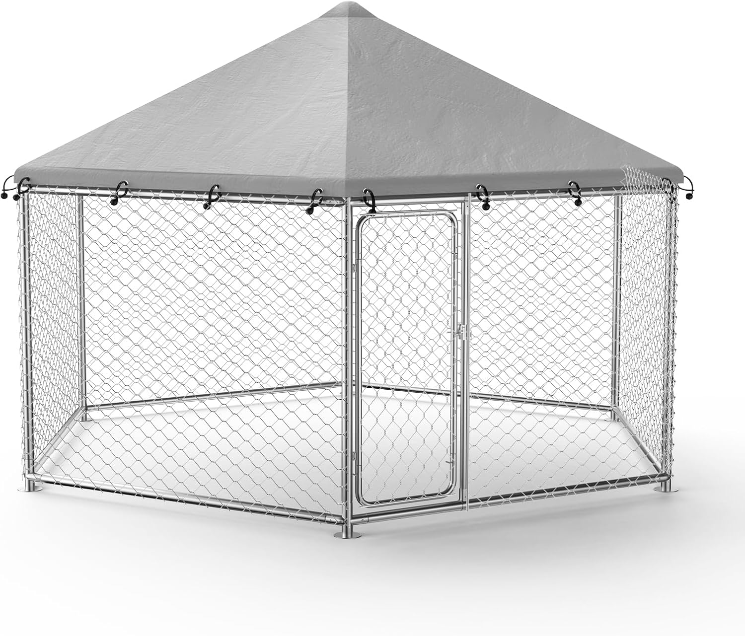 7.8x7.8FT Heavy Duty Outdoor Dog Kennel with Waterproof & UV-Resistant Roof, Secure Locking Mechanism – All-Weather Metal Enclosure for Large Dogs (93x93x63 Inches)