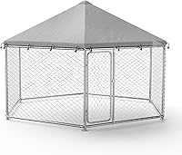 Vista 9 de Perrera resistente para perros de 7.8 x 7.8 pies con techo impermeable y resistente a los rayos UV, mecanismo de bloqueo seguro, caja de metal