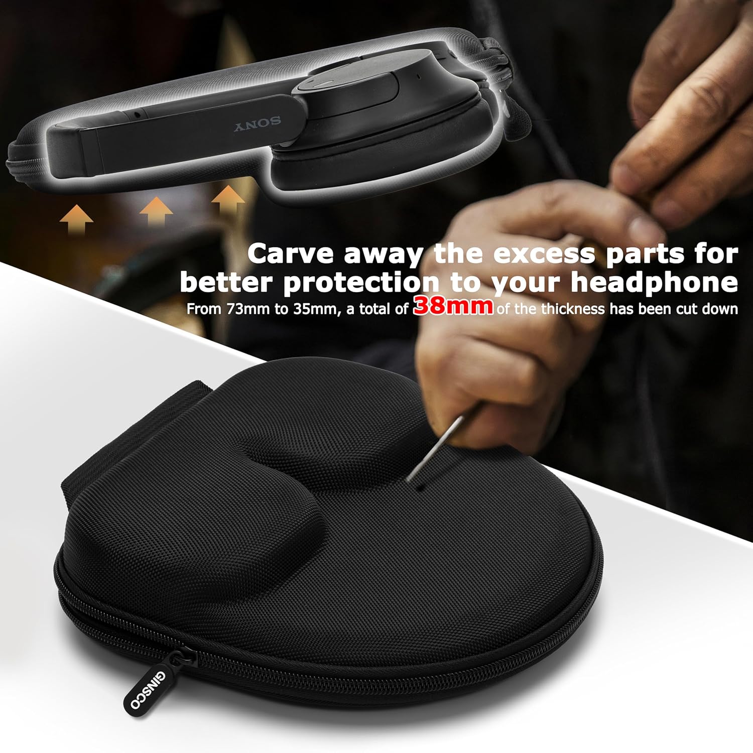 Ginsco Universal Headphone Case Compatible with JBL Tune 510BT 520BT 720BT 770NC/Sony WH-CH520 WH-CH720N/Soundcore Life Q20 Q20i Q30/Bose/SkullCandy/BERIBES/TOZO/KVIDIO/JLab etc Wireless Headphone - Image 6
