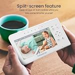 Moniteur pour bébé Babysense avec 2 caméras et audio 4.3", Moniteur pour bébé non WiFi, écran partagé double, surveillance vidéo de sommeil portable, vision nocturne et lumière automatiques, berceuses et bruit blanc, audio bidirectionnel