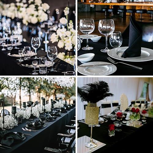 Miniatura 7 de Fixwal Mantel negro de 60 x 126 pulgadas para mesas rectangulares de 8 pies, paquete de 6 manteles de poliéster resistentes a las arrugas y