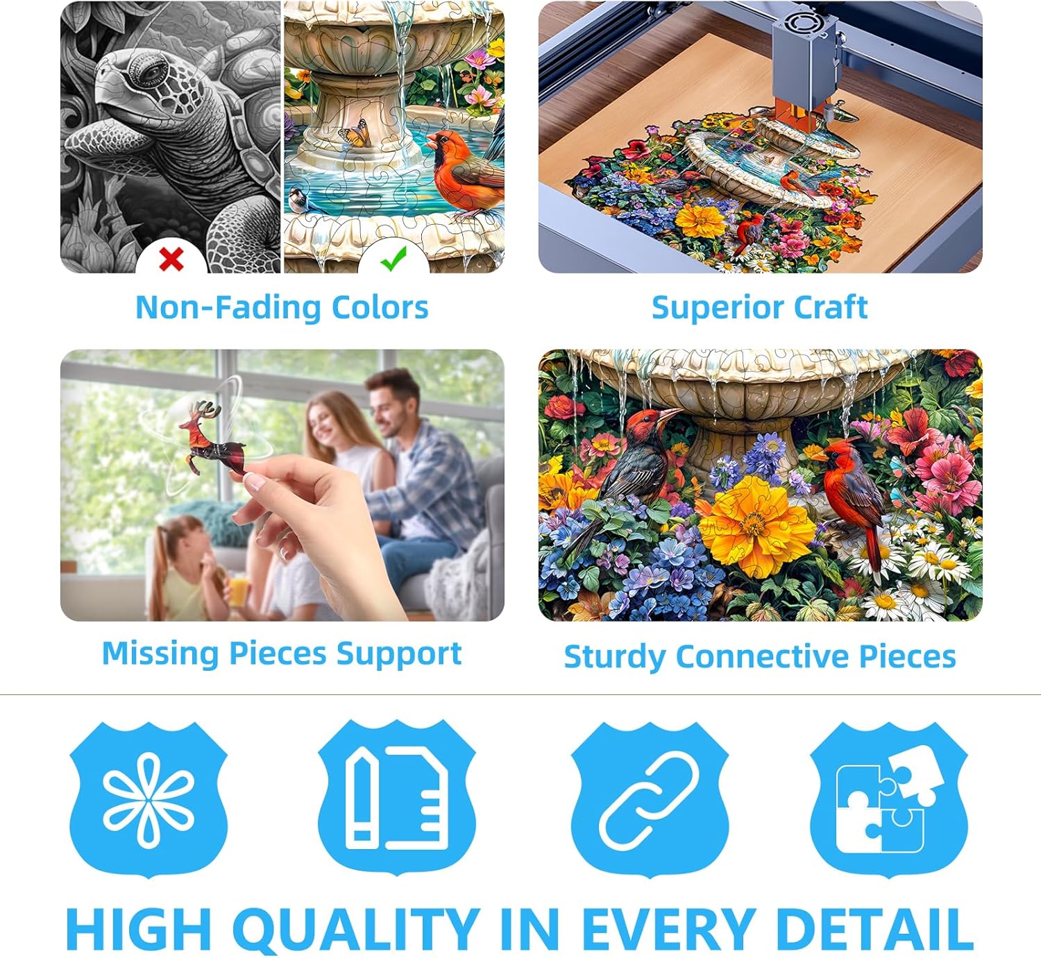 Wooden Puzzles for Adults - Garden Melody Puzzle, Unique Shape Wooden Jigsaw Puzzle, Wood Puzzles Adult, Gift for Family and Friends, Wall Art Home Decor (S-8.5 * 8.4in-90 Pieces)