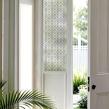 Original Hand-Drawn Window Privacy Film Leaded Glass for Glass Window and Cabinet, 11.02"x44.09", Arrow Rush