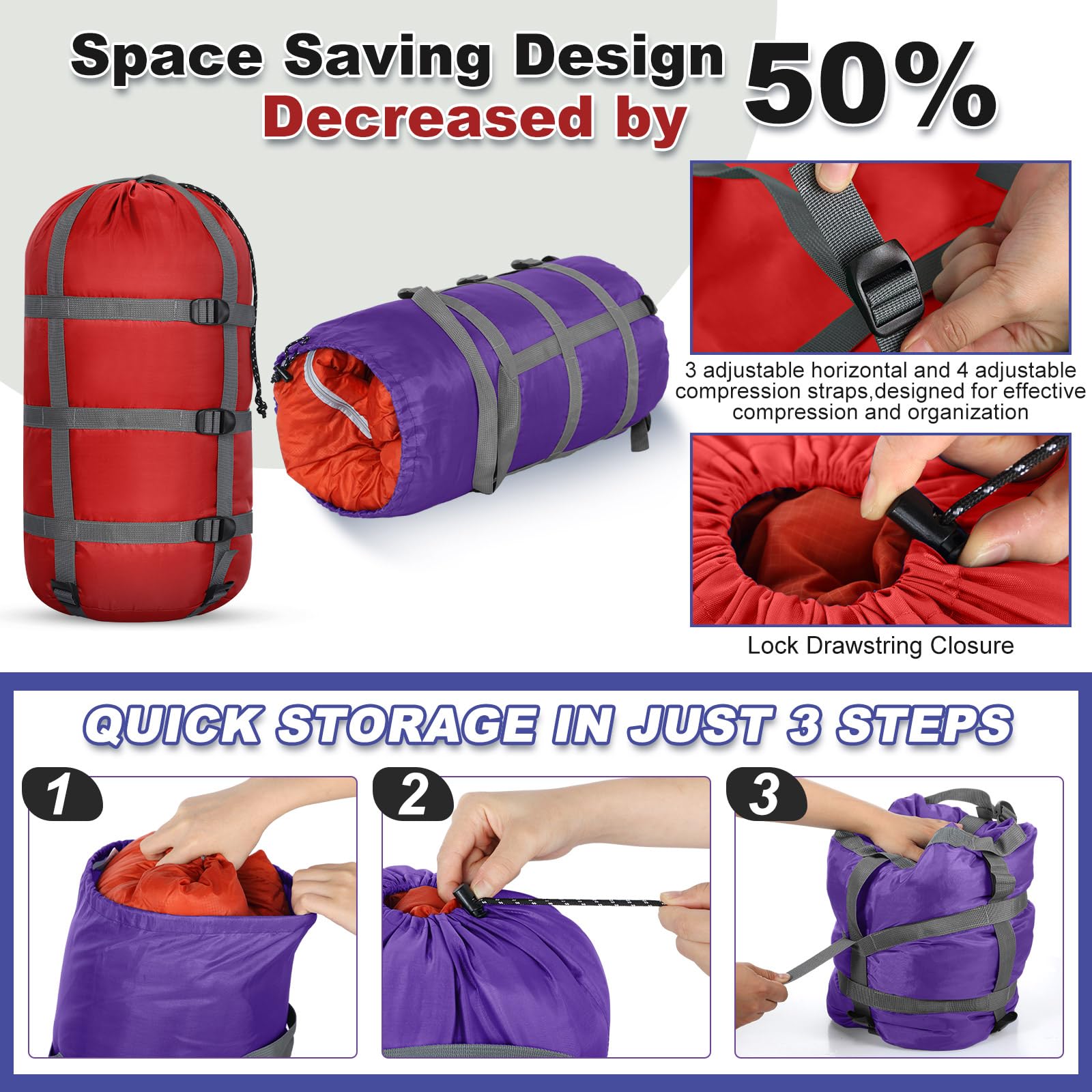 Paquete de 5 sacos de compresión ultraligeros de 6 l, 15 l, 25 l, 35 l, 45 l, ahorro de espacio, bolsa de mochilero para viajes, camping, senderismo al aire libre