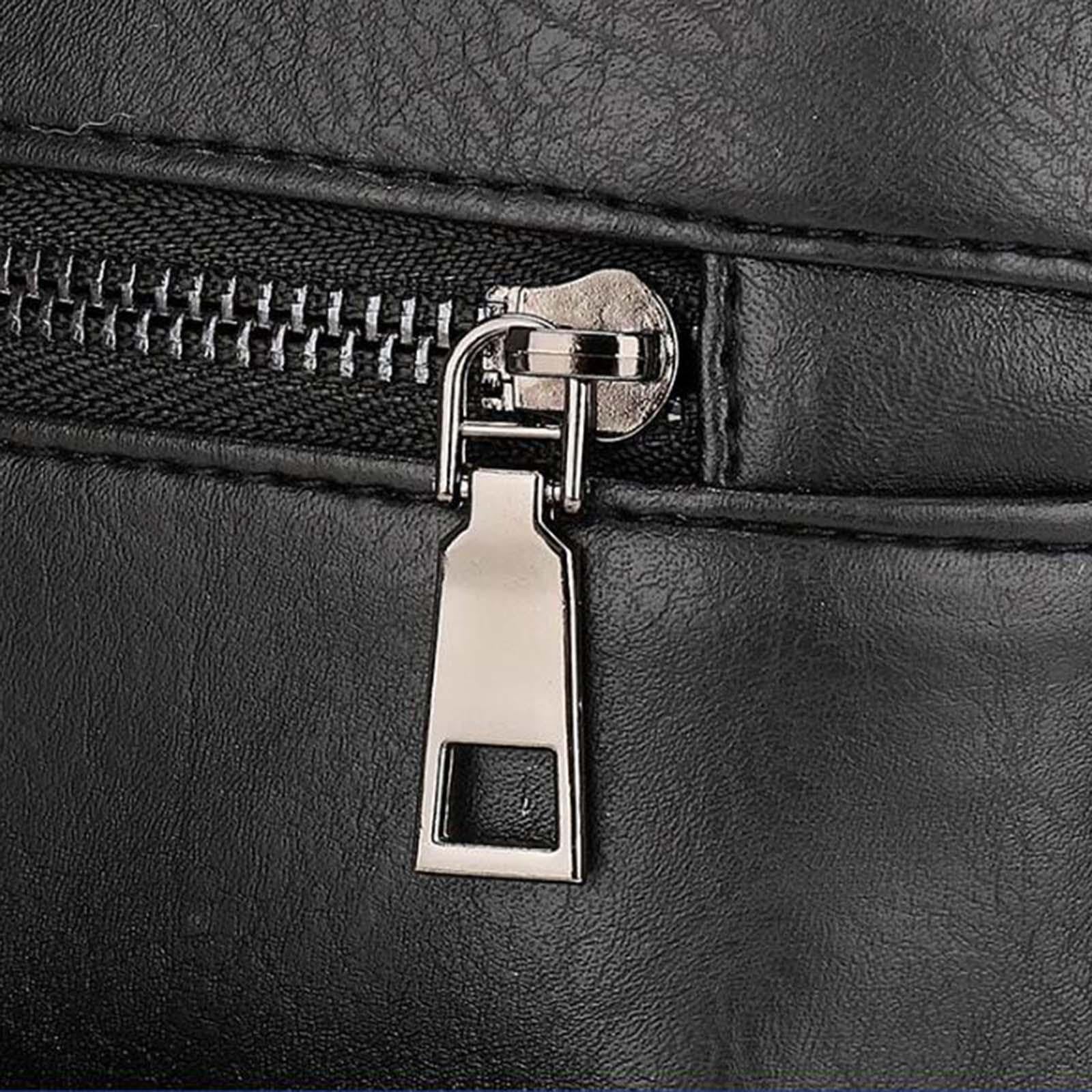 F Fityle Zaino per laptop in pelle PU Zaino da viaggio per uomo Tasche multiple per computer casual resistente all'acqua per la pesca Shopping, Nero