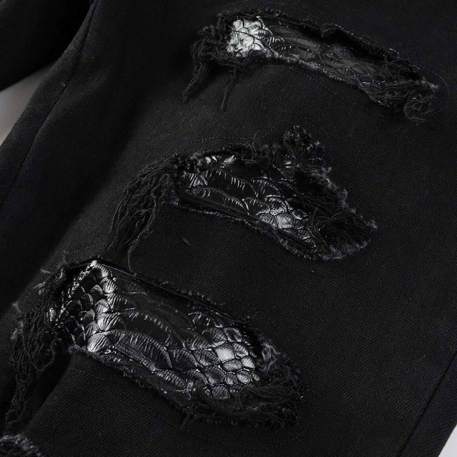 Jeans con Toppe strappate Cobra Ricamate Stretch Slim High Street denim-nero-32
