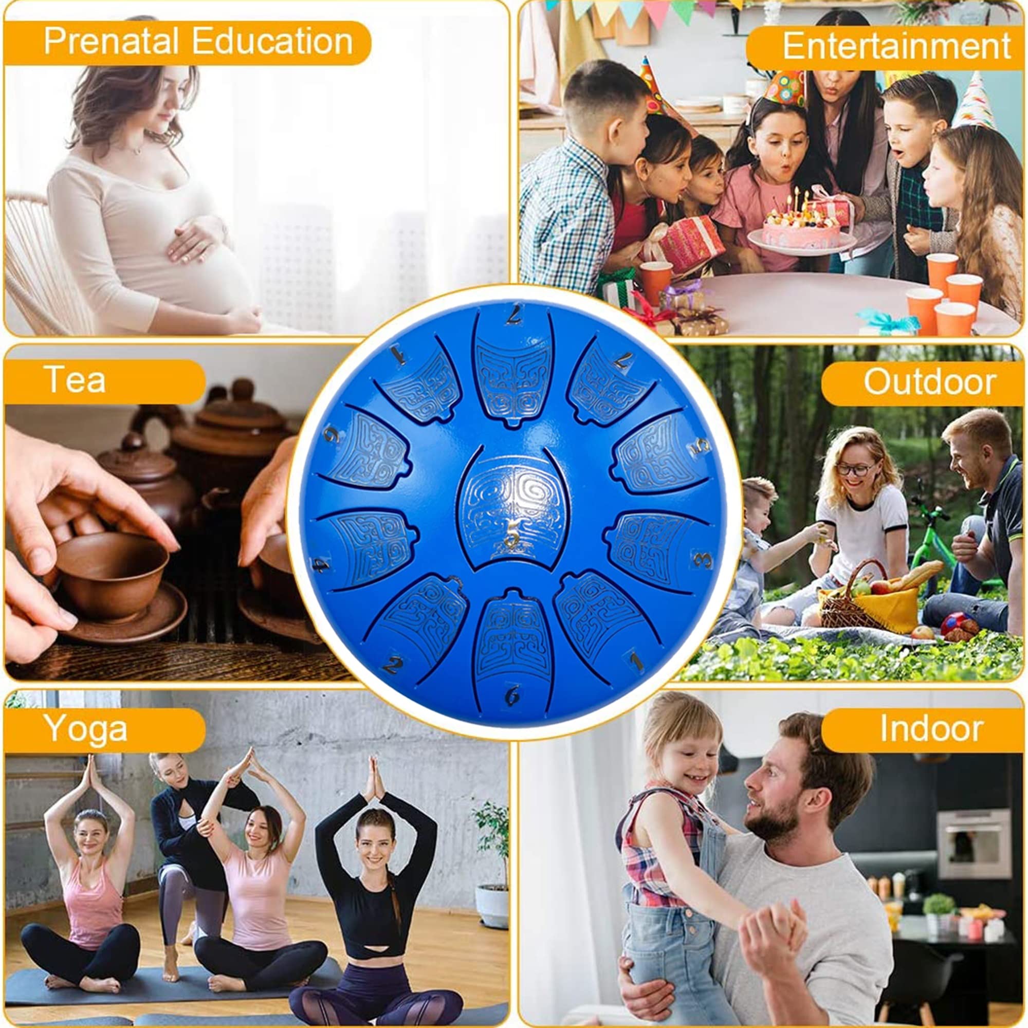 Tambor de lengua de acero, 11 notas, 6 pulgadas, tambor de tanque, tambor de mano, instrumentos de percusión con mazos, bolsa de viaje para educación musical, concierto, curación mental, yoga, meditac