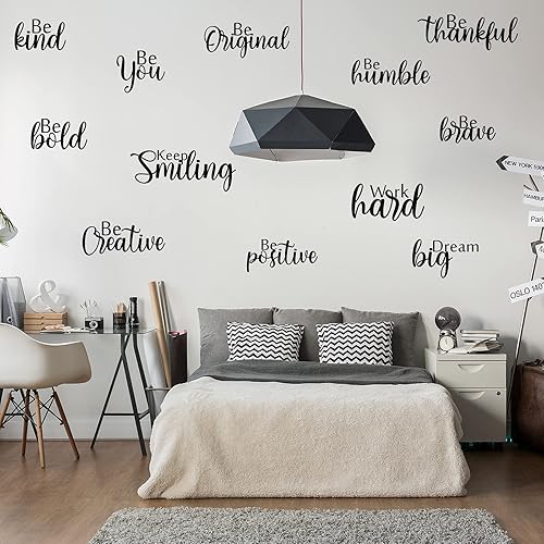 Miniatura 4 de Marspark 12 calcomanías inspiradoras para pared, con cita motivacional, para despegar y pegar, calcomanías extraíbles de espejo con frase positiva