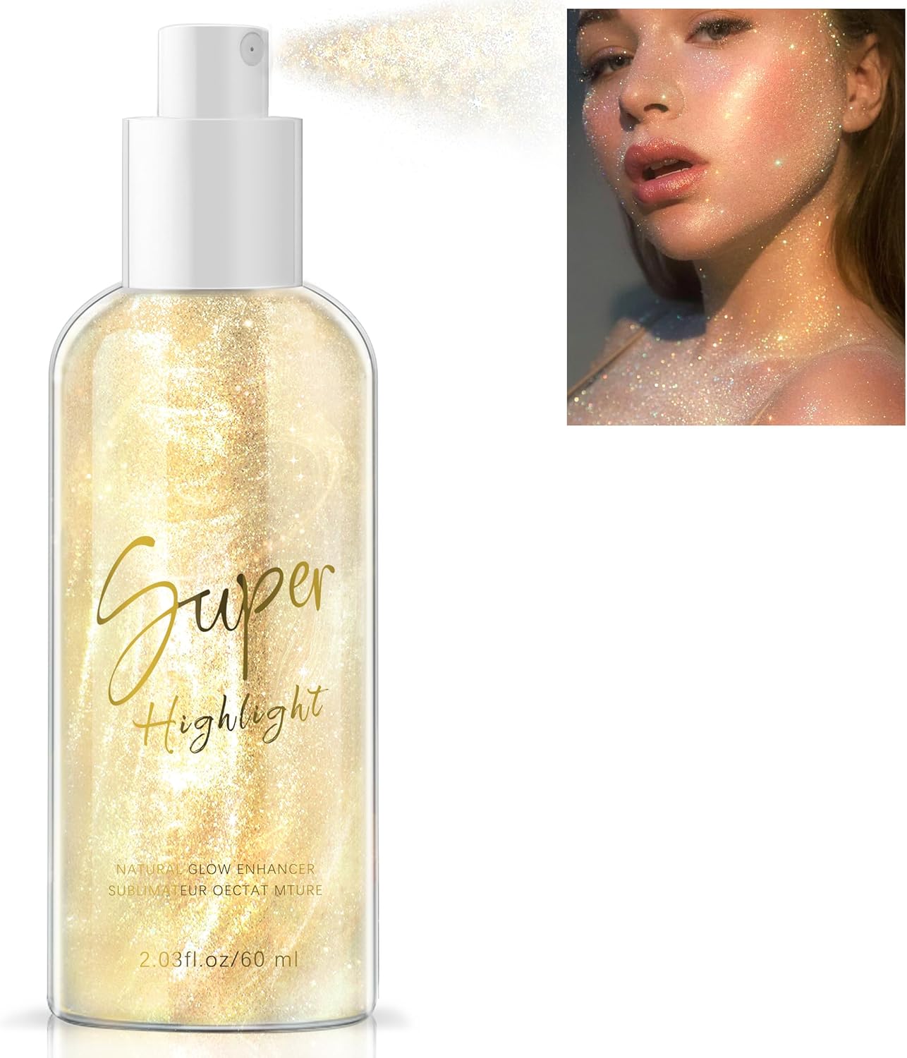 NewBang Body Glitter Spray,Gold Shimmer for Woman Face Hair Body Glitters Moisturizing Liquid Highlighter Sparkle Holographic Luminizer Glow Illuminator Quick-Drying Non-Sticky Shiny Makeup,60ML NewBang Body Glitter Spray,Gold Shimmer for Woman Face Hair Body Glitters Moisturizing Liquid Highlighter Sparkle Holographic Luminizer Glow Illuminator Quick-Drying Non-Sticky Shiny Makeup,60ML