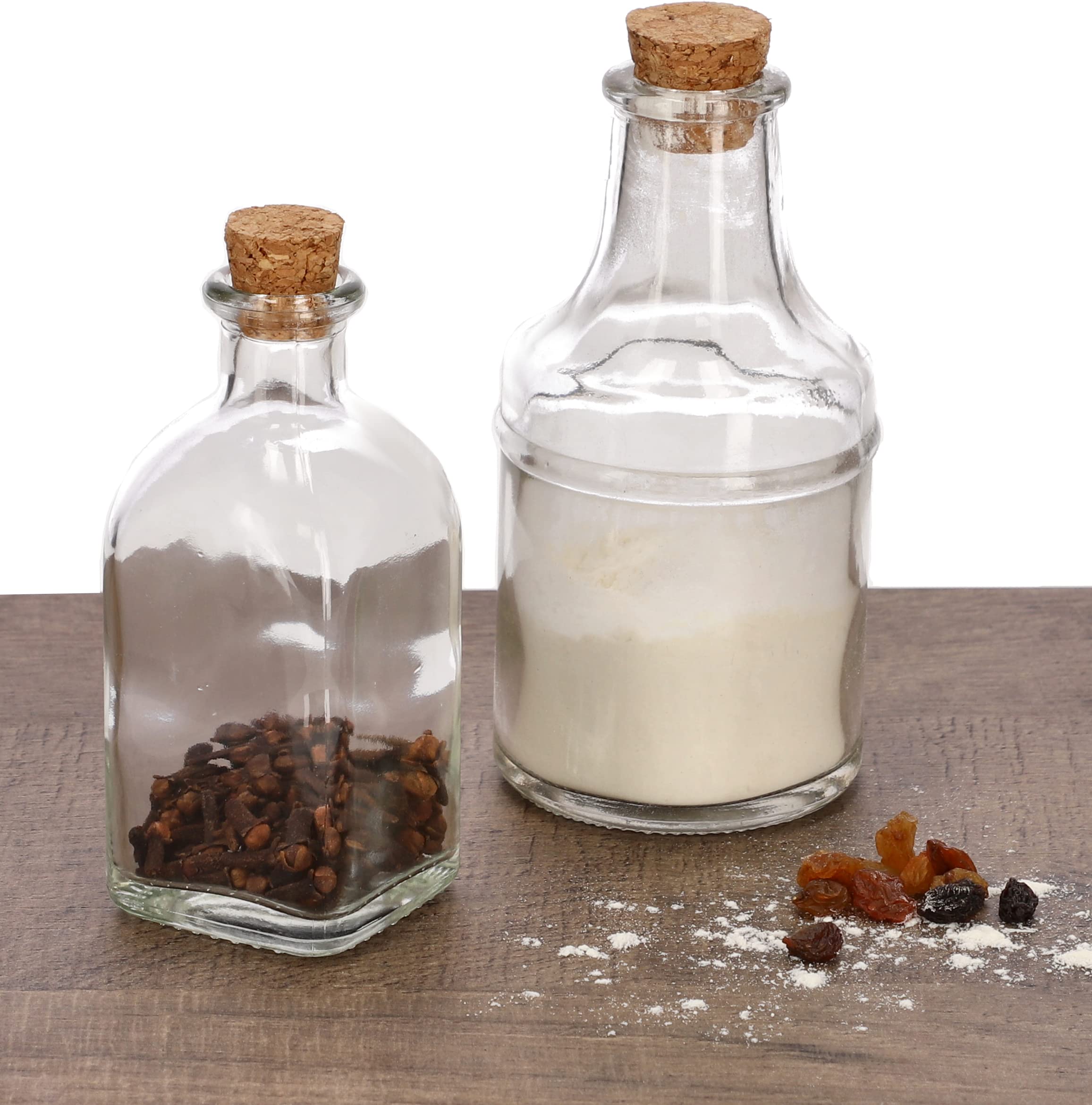 KOTARBAU Bottiglia Rotonda In Vetro Con Tappo Sughero – 200 Ml – Decorativa Per Spezie, Sabbia O Mini Giardini