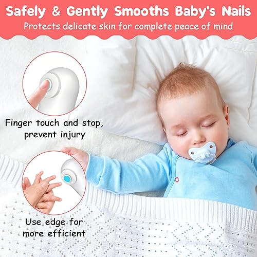 Miniatura 5 de Cortador de uñas eléctrico para bebés, kit de lima de uñas seguro para recién nacidos, niños pequeños o adultos, cuidado de uñas de los pies, con