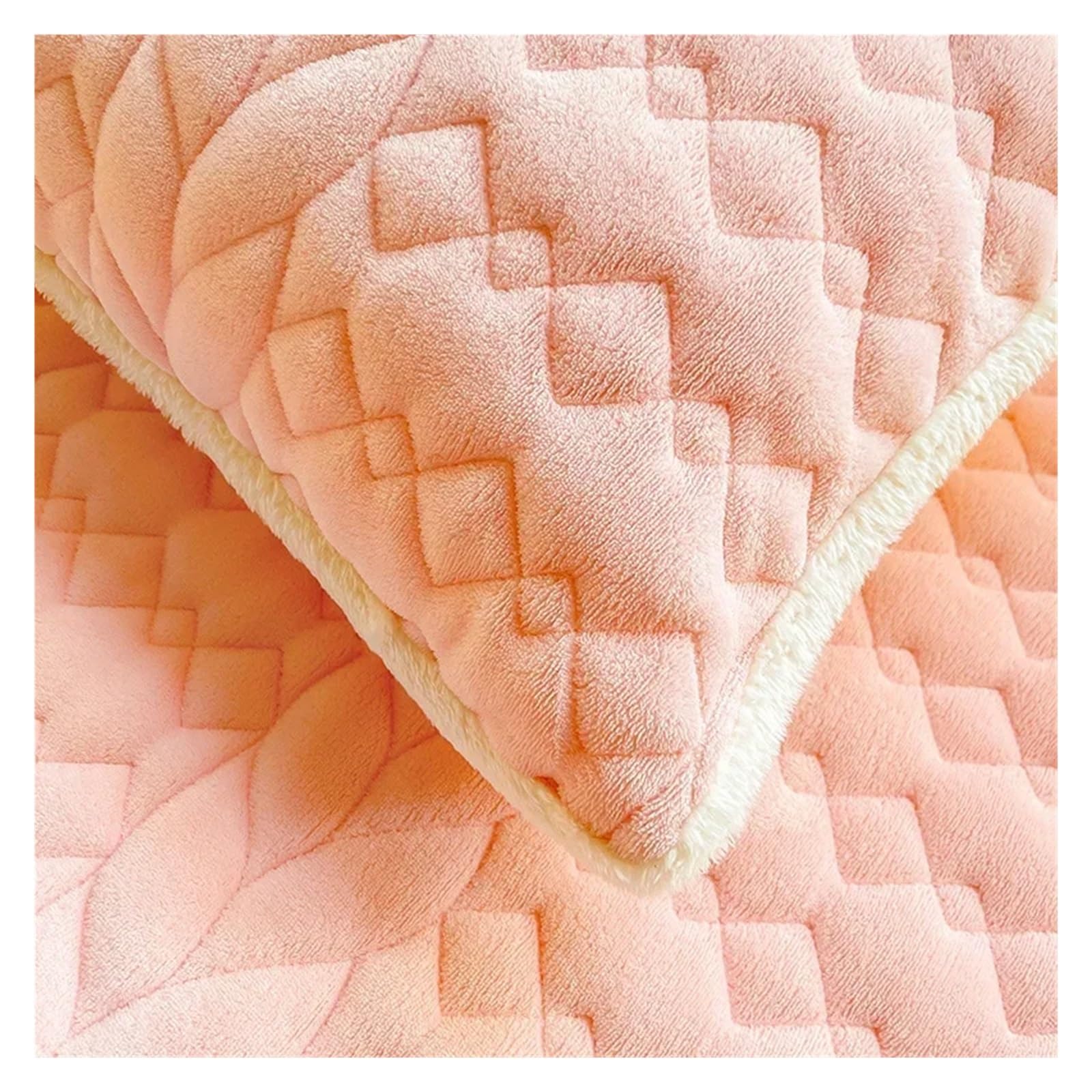 Leche Polar algodón Acolchado Clase Cama Falda colchón Bola de Pelo Cubierta Protectora de colchón Engrosada Color sólido 47(Pink,150x200cm 1pcs)
