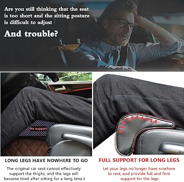 Car Seat Modification Leg Support Car Seat Extender for Car Driver Seat Office Chair,Car Seat Extender Pad Leg Support Pillow for Cars Buses Trains Office Home,Lightbrown
