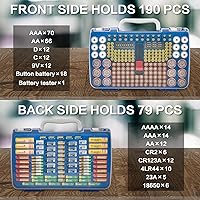 Vista 2 de Organizador de Almacenamiento de Baterías Estuche Portador con Doble Cara, Caja de Garaje con Probador Verificador. Contenedor de Baterías para 269