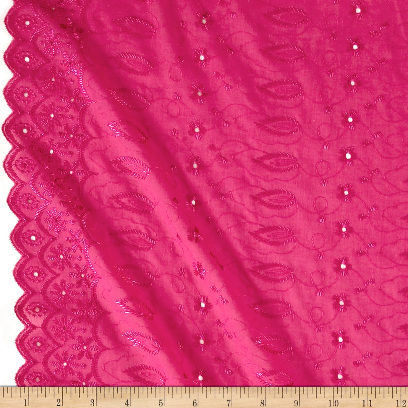 Ben TextilesFancy Allover Eyelet Fabric by The Yard, Fuchsia