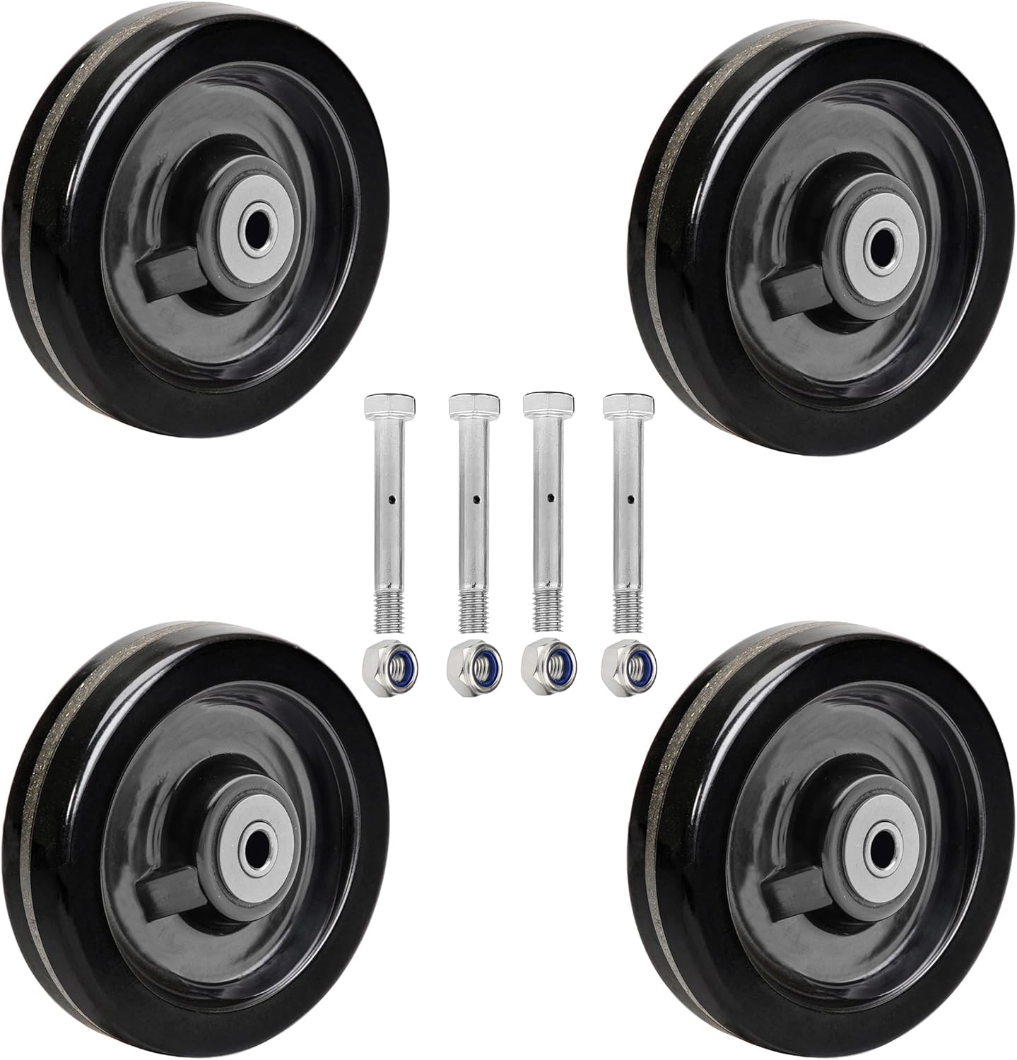 SY America 5"x2" Width 4 Pack Phenolic Wheel w/Rolling Bearing & Steel Bushing 1/2" Axle Diameter Casters Total Capacity 4000 lbs(5 inches Pack of 4)