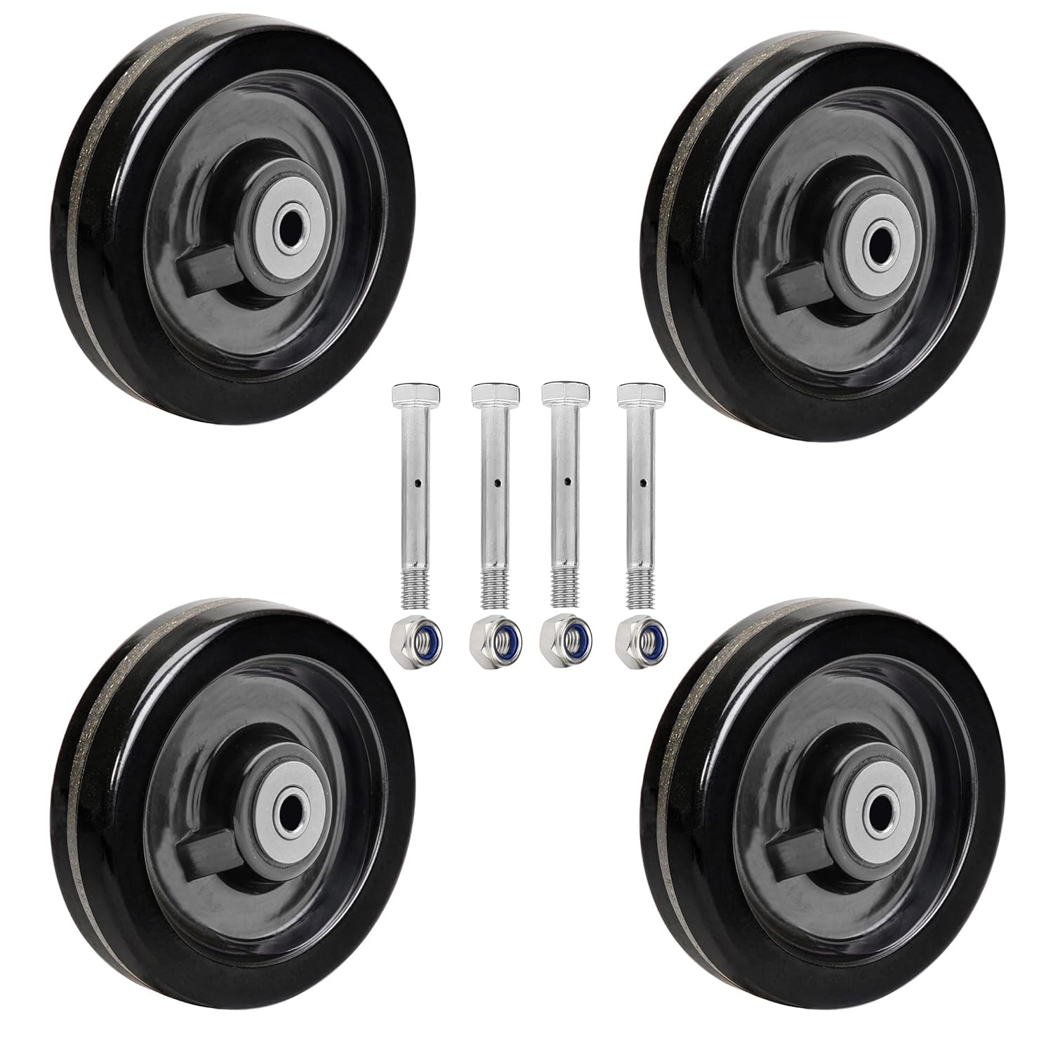SY America 6"x2" Width 2 Pack Phenolic Wheel w/Rolling Bearing & Steel Bushing 1/2" Axle Diameter Casters Total Capacity 2400 lbs(6 inches Pack of 2)