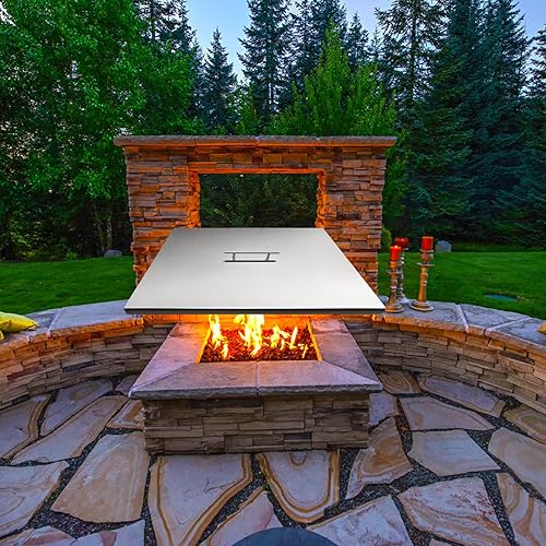 Miniatura 7 de Tapa para hoguera de 21.65 x 21.65 pulgadas, cubierta para quemador de hoguera de acero inoxidable 430, tapa cuadrada de 0.05 pulgadas de grosor