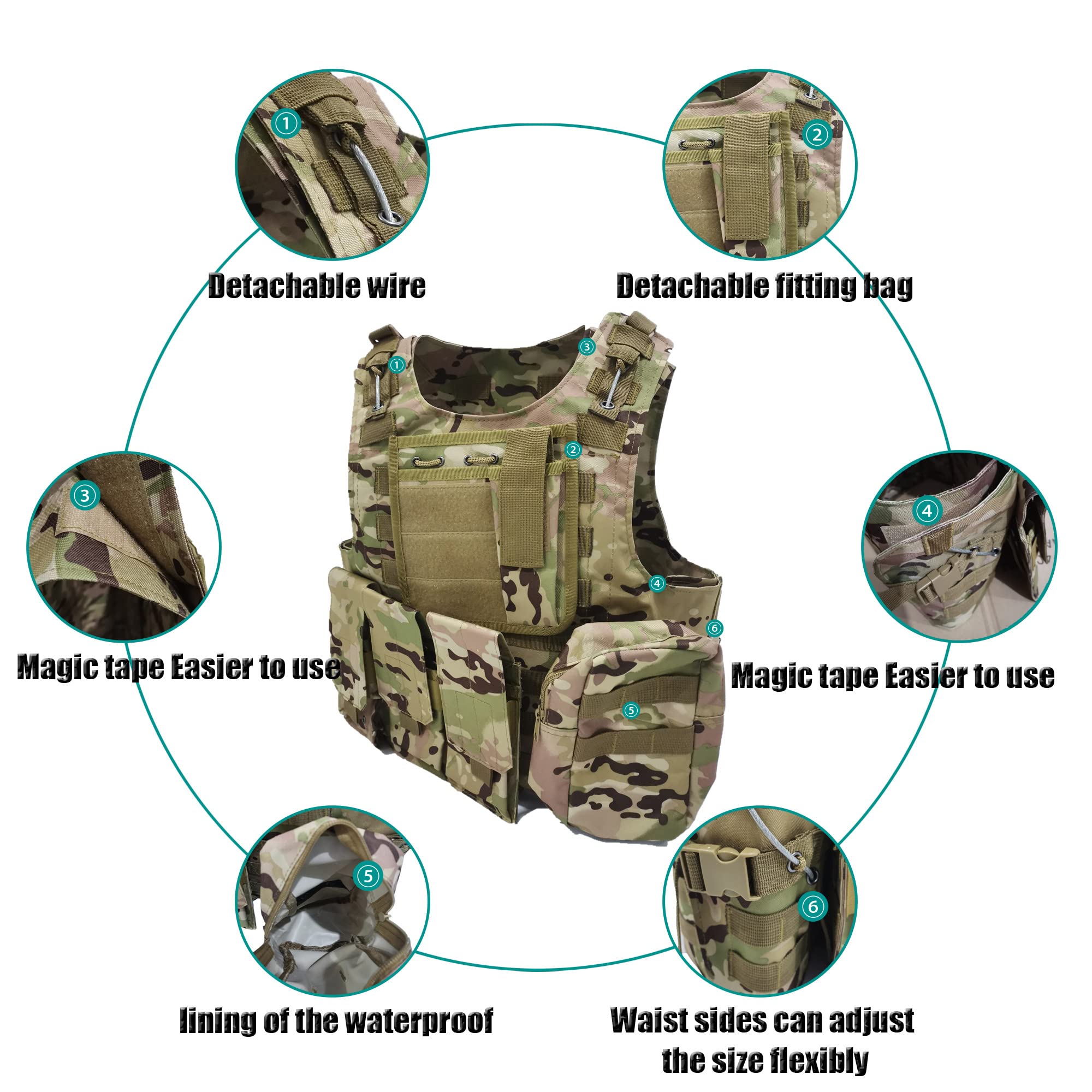 Outdoor Militär Taktische Weste Feldspielweste, Paintball Schutzausrüstung, Schutzweste für Luftpistole, geeignet für Jagd im Freien,