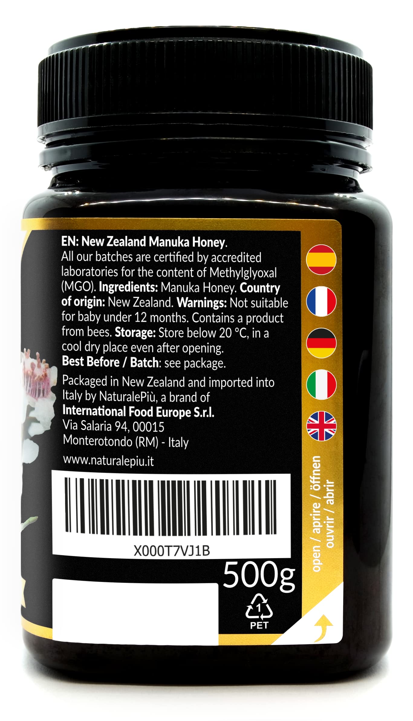 NaturalePiù Miód Manuka 100+ MGO 500 g – Produkt z Nowej Zelandii