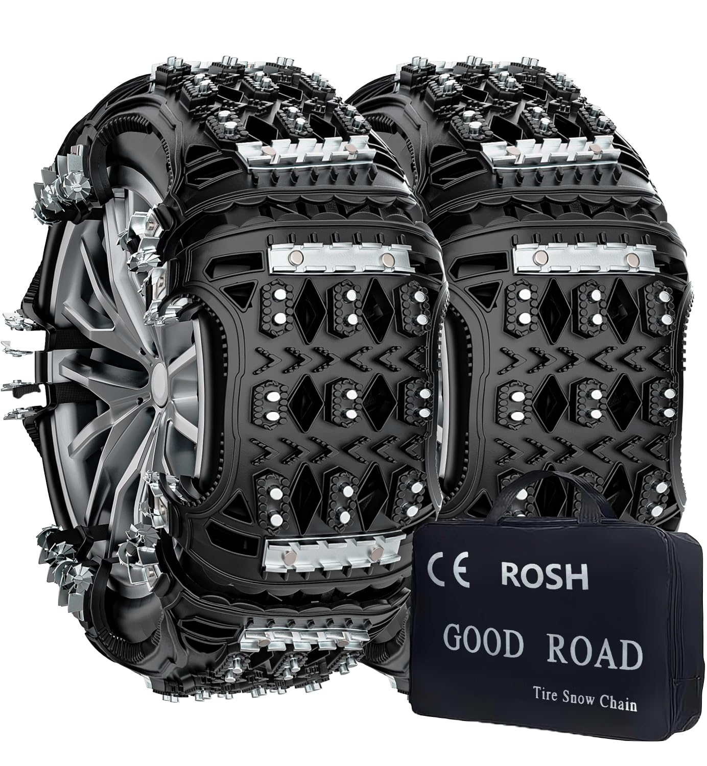 Tire Chains, Non-Metallic, New [Compatible with R12 to R19] Snow Chains, No Jack Up Required, Easy to Install, Universal for Light Cars, SUVs, Normal Vehicles, Low Vibration, Quiet Design, For