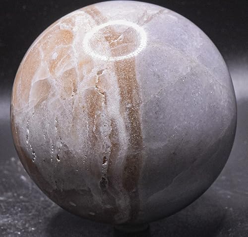 Miniatura 3 de Enorme esfera de ónix blanco de 3.8 pulgadas, 2.67 libras, esfera de calcedonia peruana natural pulida, piedra preciosa de cristal mineral + soporte