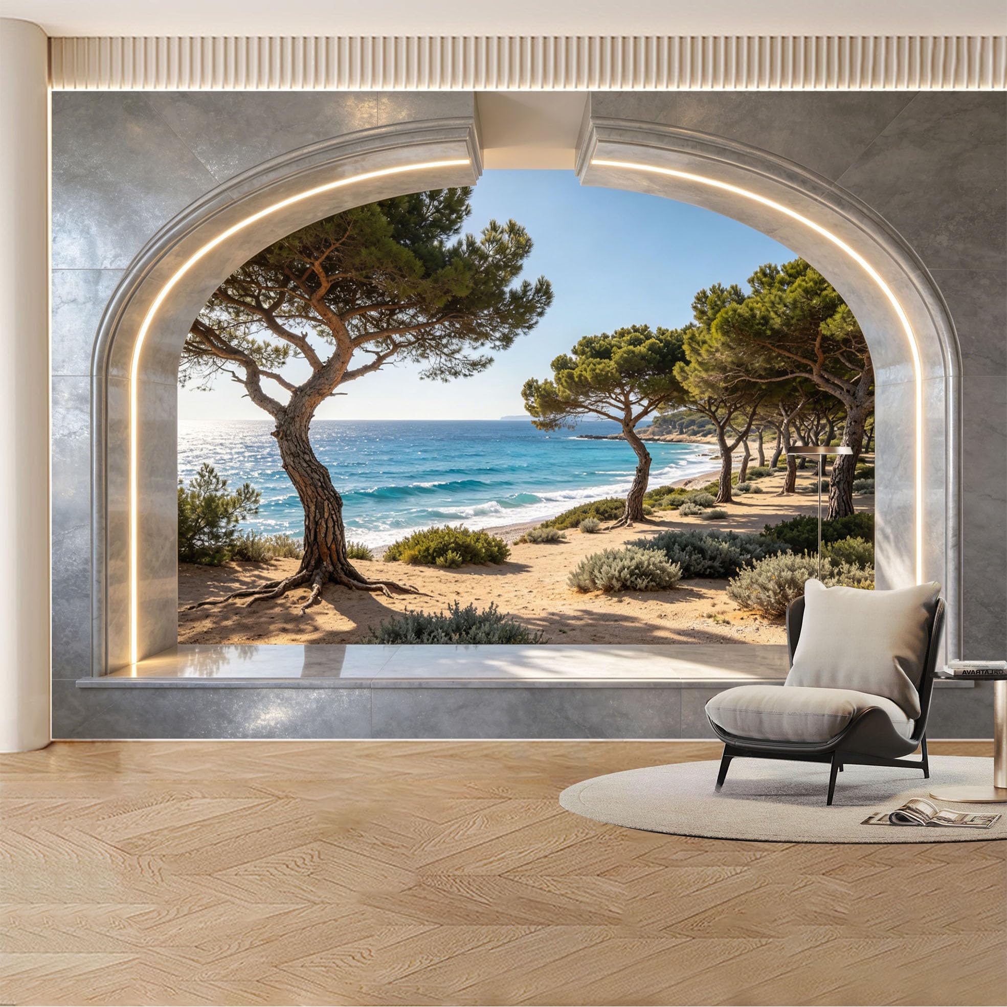 Custom Wall Mural Wallpaper Forest Mountain Landscape Nature 3D Effect Wall Decor Misty Nordic Removable SelfAdhesive Large Photo for Living Room， Bedroom， Office