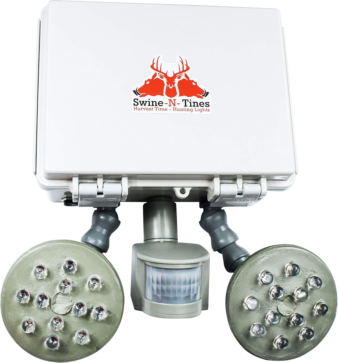 Harvest Time Gray Ghost Step Fade Feeder Light – Time and Motion Activated Amber Glowing Wild Game Light for Night Hunting – Solar Powered Hog Hunting Light – Hunter Package