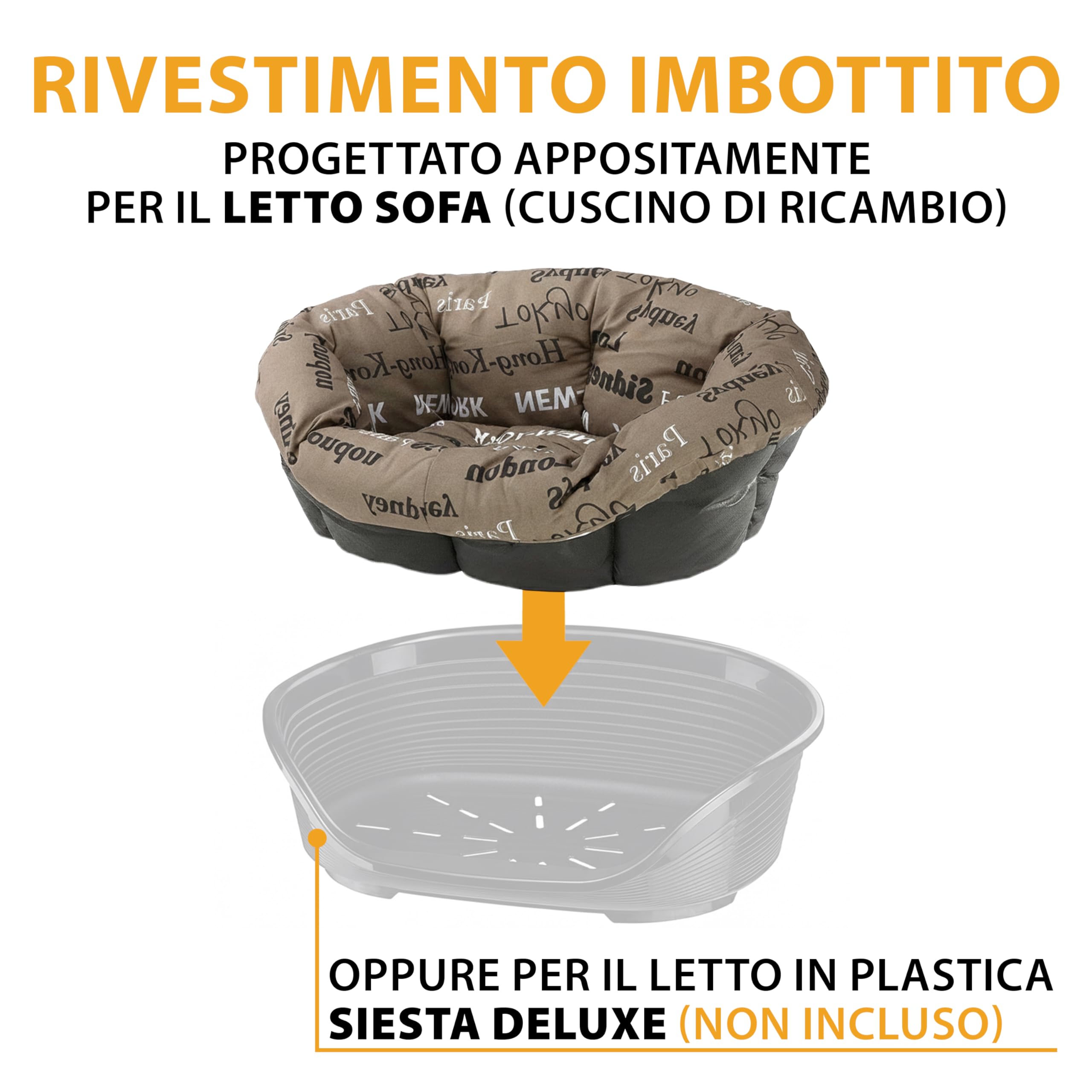 Ferplast Imbottitura di Ricambio per Cuccia Cani e Gatti, Cuscino Imbottito per Cuccia in Plastica (non inclusa) Lavabile, Regolabile 73 x 55 x h 27 cm, S Grigio