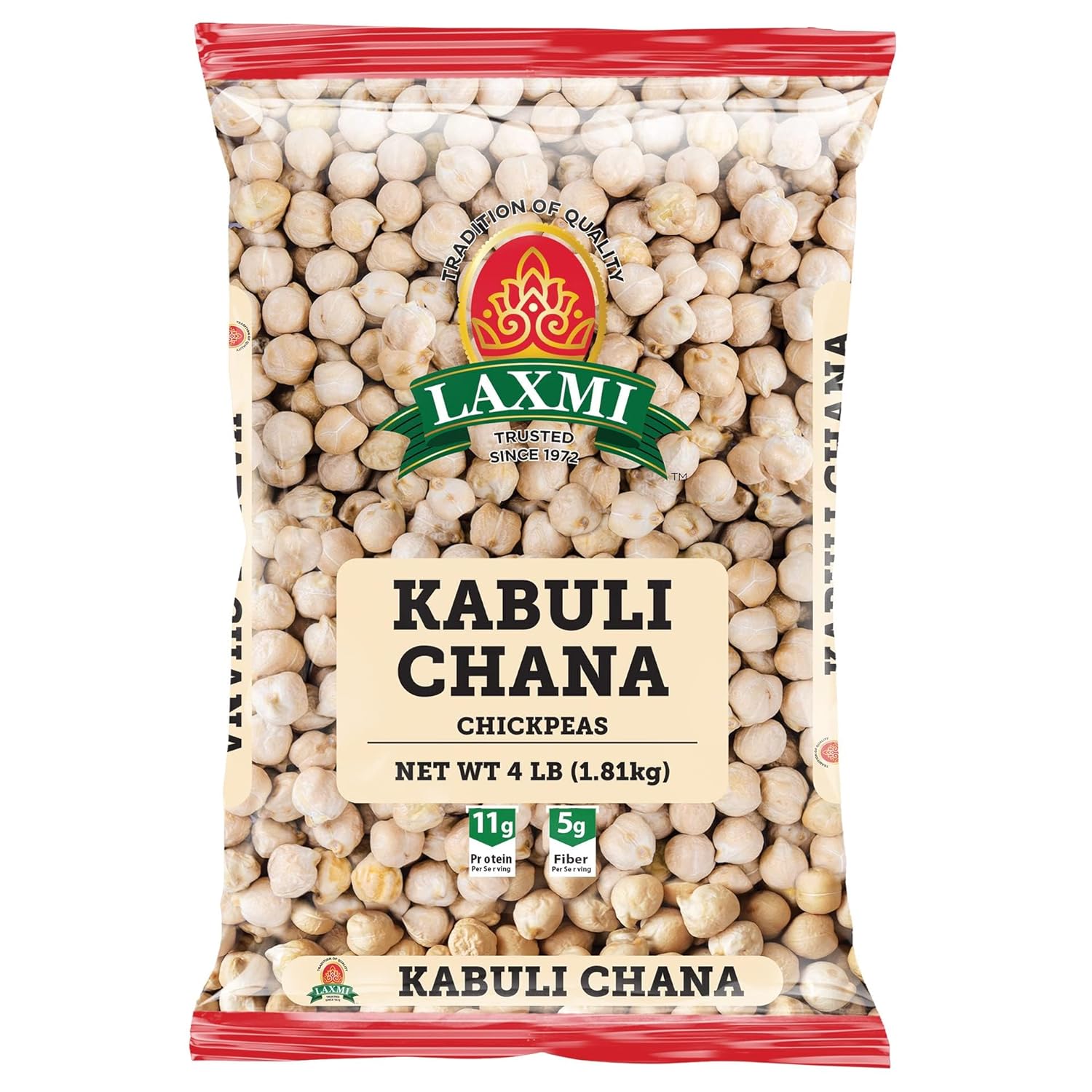 Laxmi Kabuli Chana White Chickpeas - Premium Whole Dry Chickpeas, 4 Pound Bulk Bag for Curries & Salads