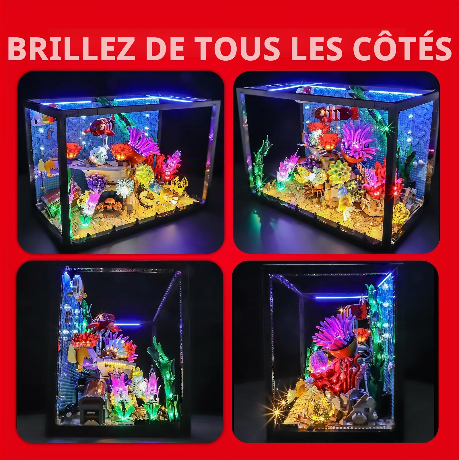 BRIKSMAX Éclairage LED pour aquarium tropical Lego Icons 10366, kit de lumière compatible pour blocs de construction – Sans kit Lego, lumière décorative de qualité supérieure pour modélisme pour la
