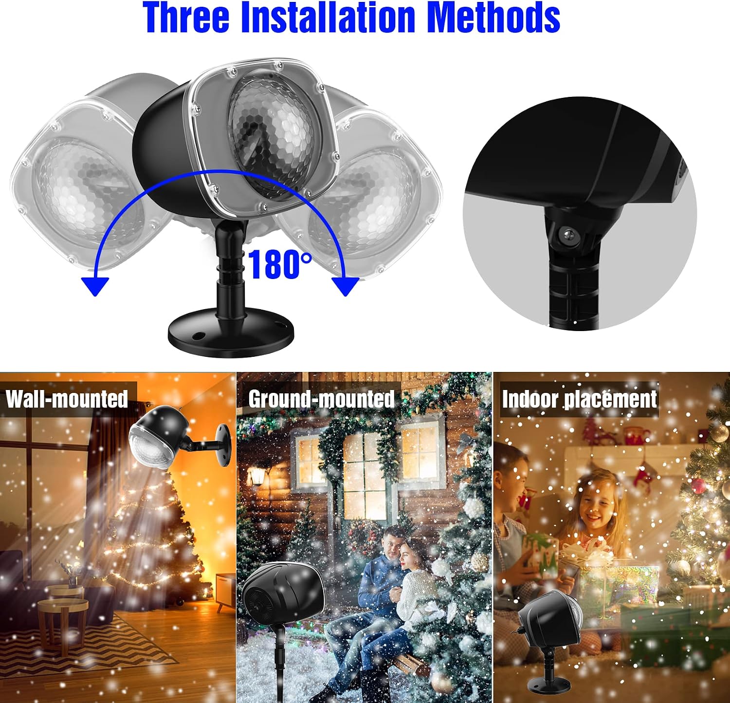 Christmas Snowfall Light Projector, Holiday Projector Lights with Remote Control,Rotating Snow Falling Lights,Outdoor Waterproof Landscape Decorative Lighting for Halloween Wedding Garden（Snow Spots）